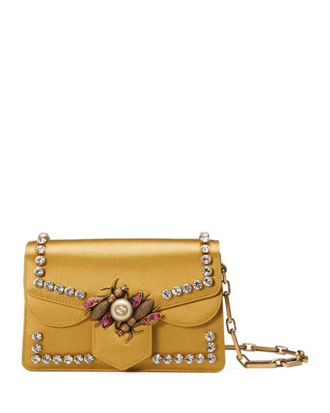 Gucci Broadway Satin Bee Shoulder Bag 